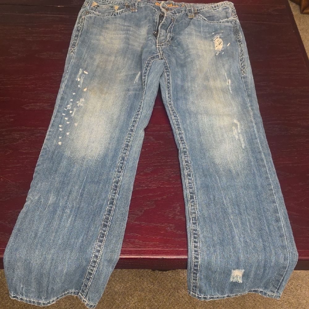 Urban Behavior Men's Relaxed Distressed Blue Jeans